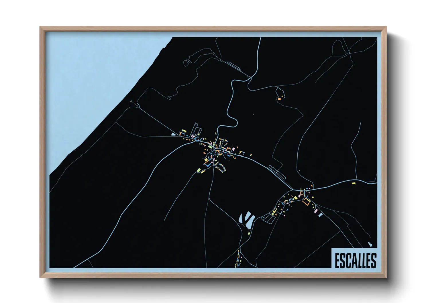 Une affiche de carte sur Escalles
