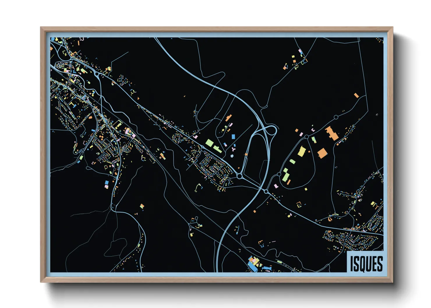 Une affiche de carte sur Isques