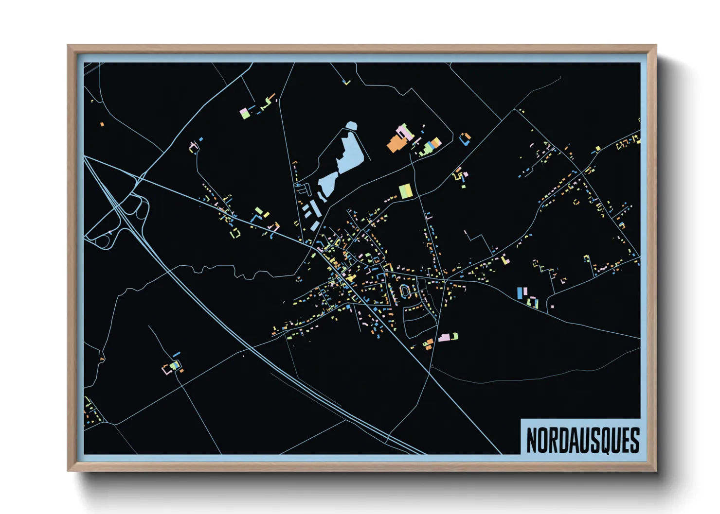 Une affiche de carte sur Nordausques