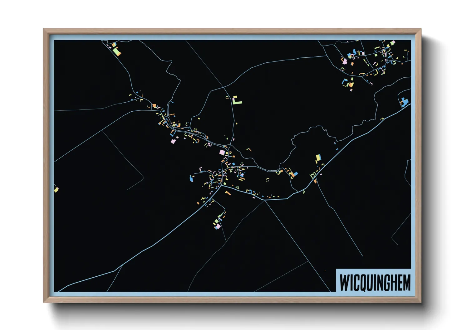 Une affiche de carte sur Wicquinghem