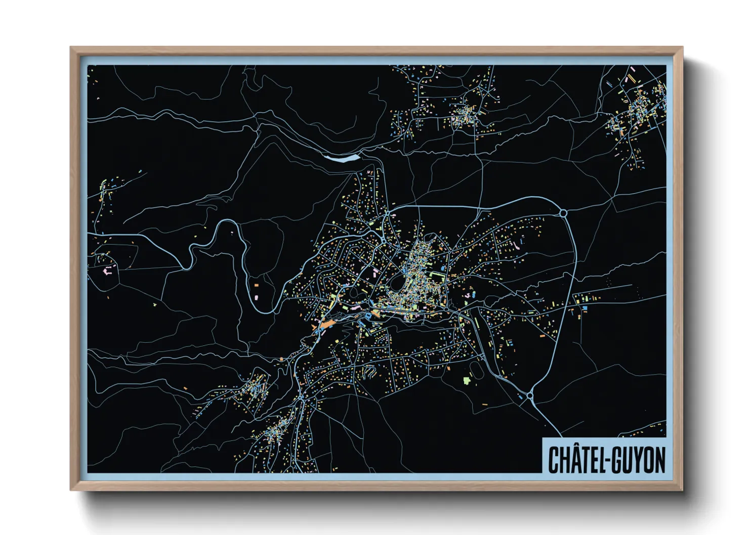 Une affiche de carte sur Châtel-Guyon