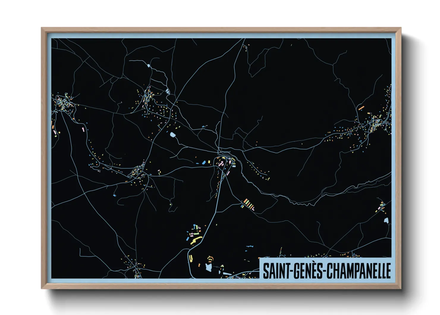 Une affiche de carte sur Saint-Genès-Champanelle