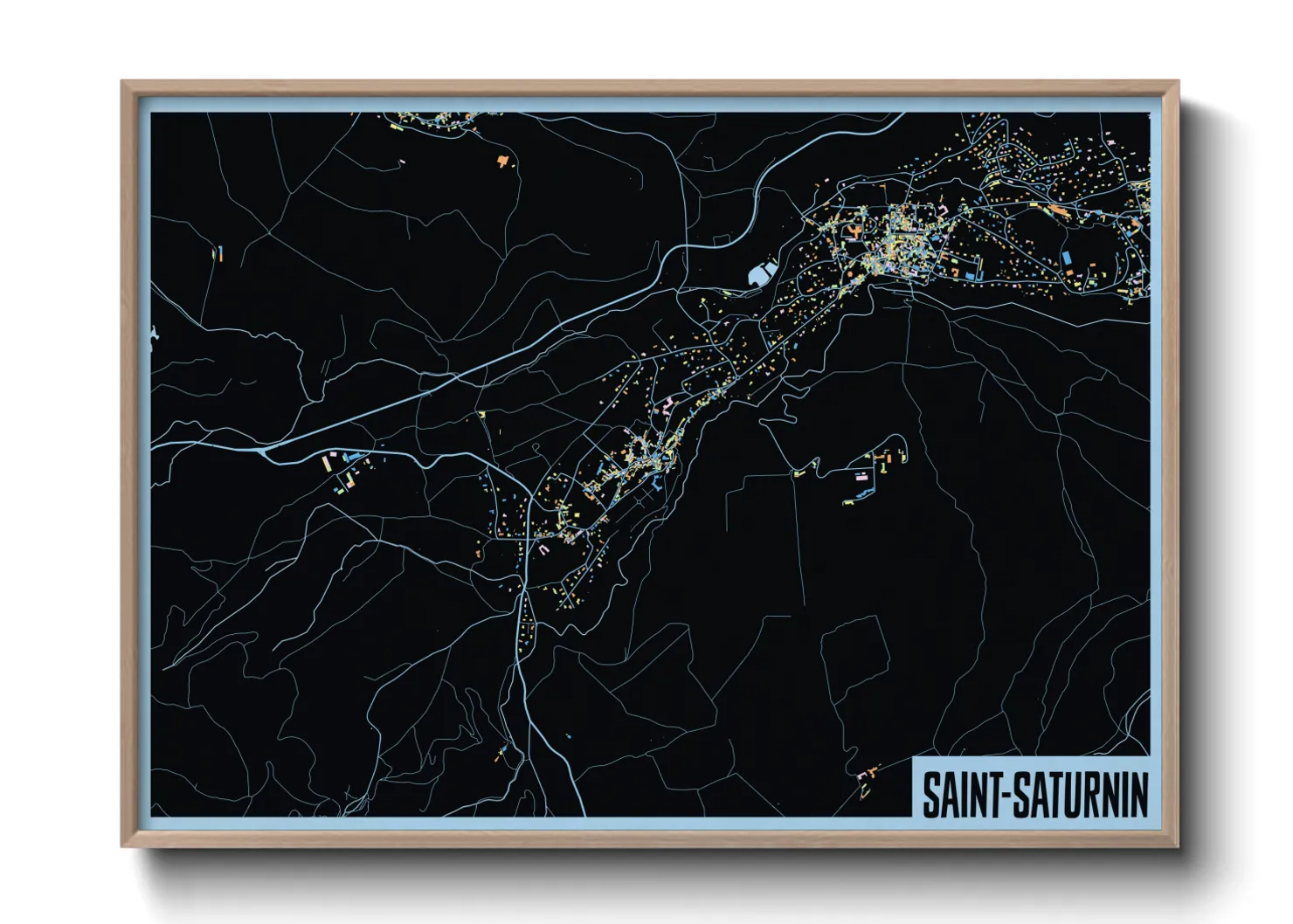 Une affiche de carte sur Saint-Saturnin