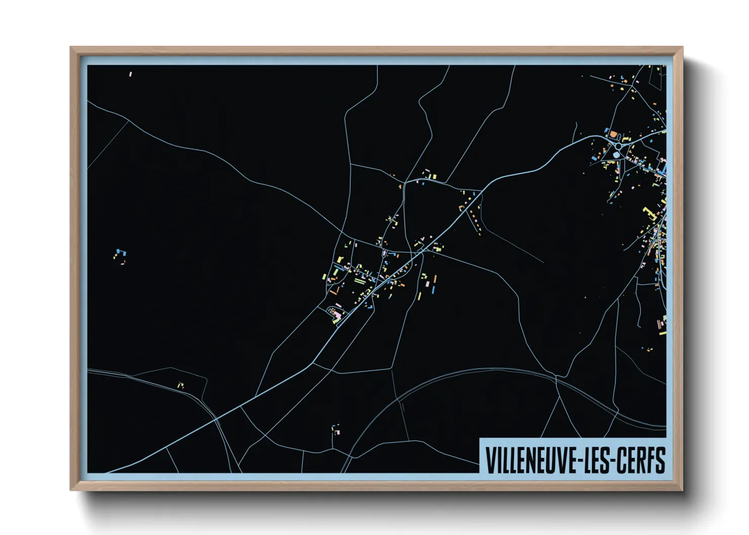 Une affiche de carte sur Villeneuve-les-Cerfs