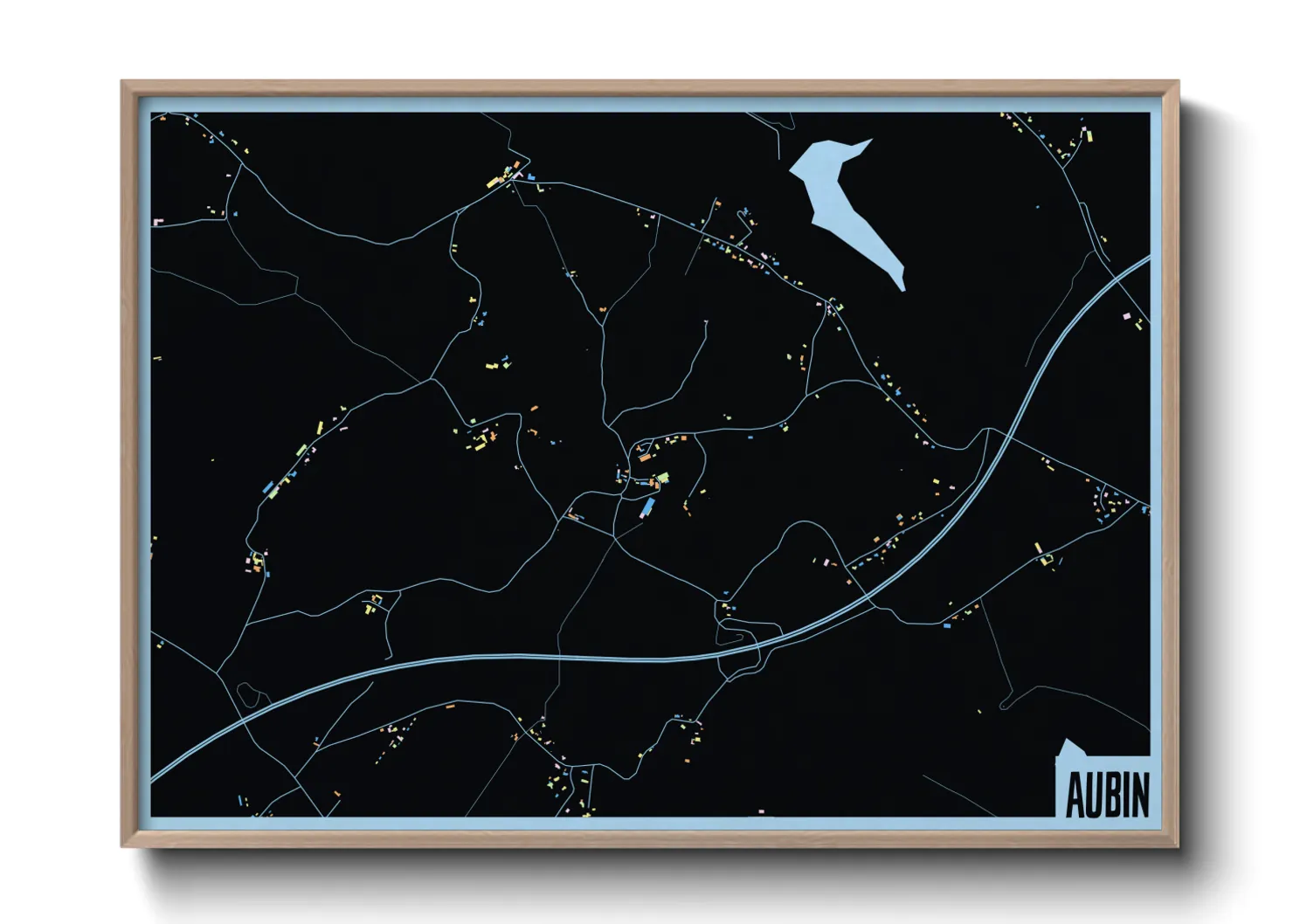 Une affiche de carte sur Aubin