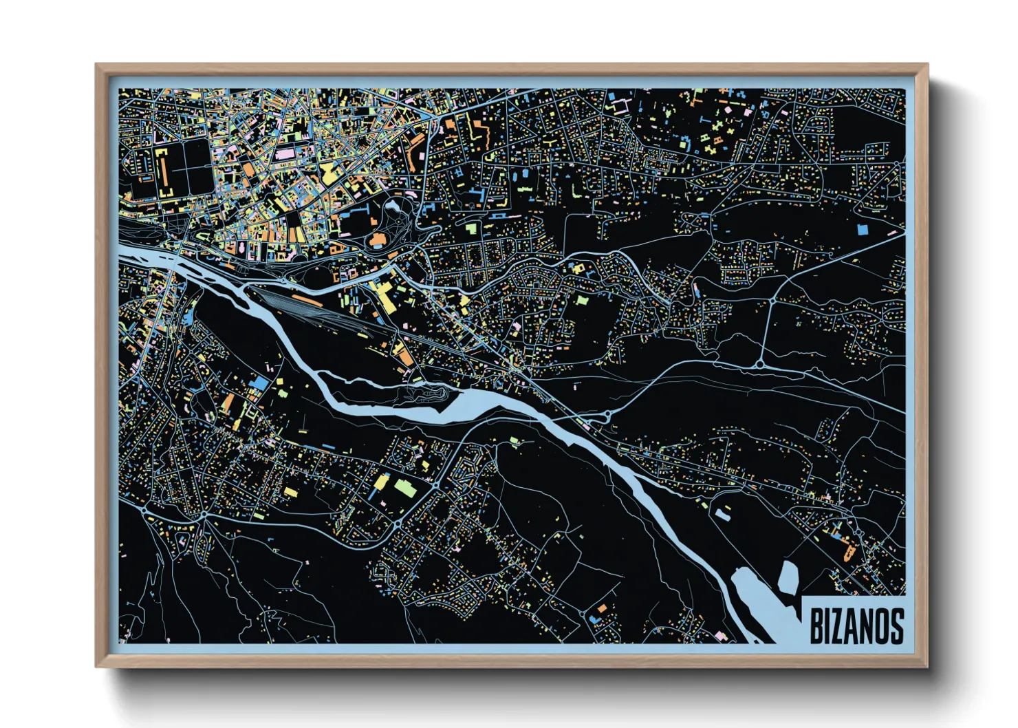 Une affiche de carte sur Bizanos