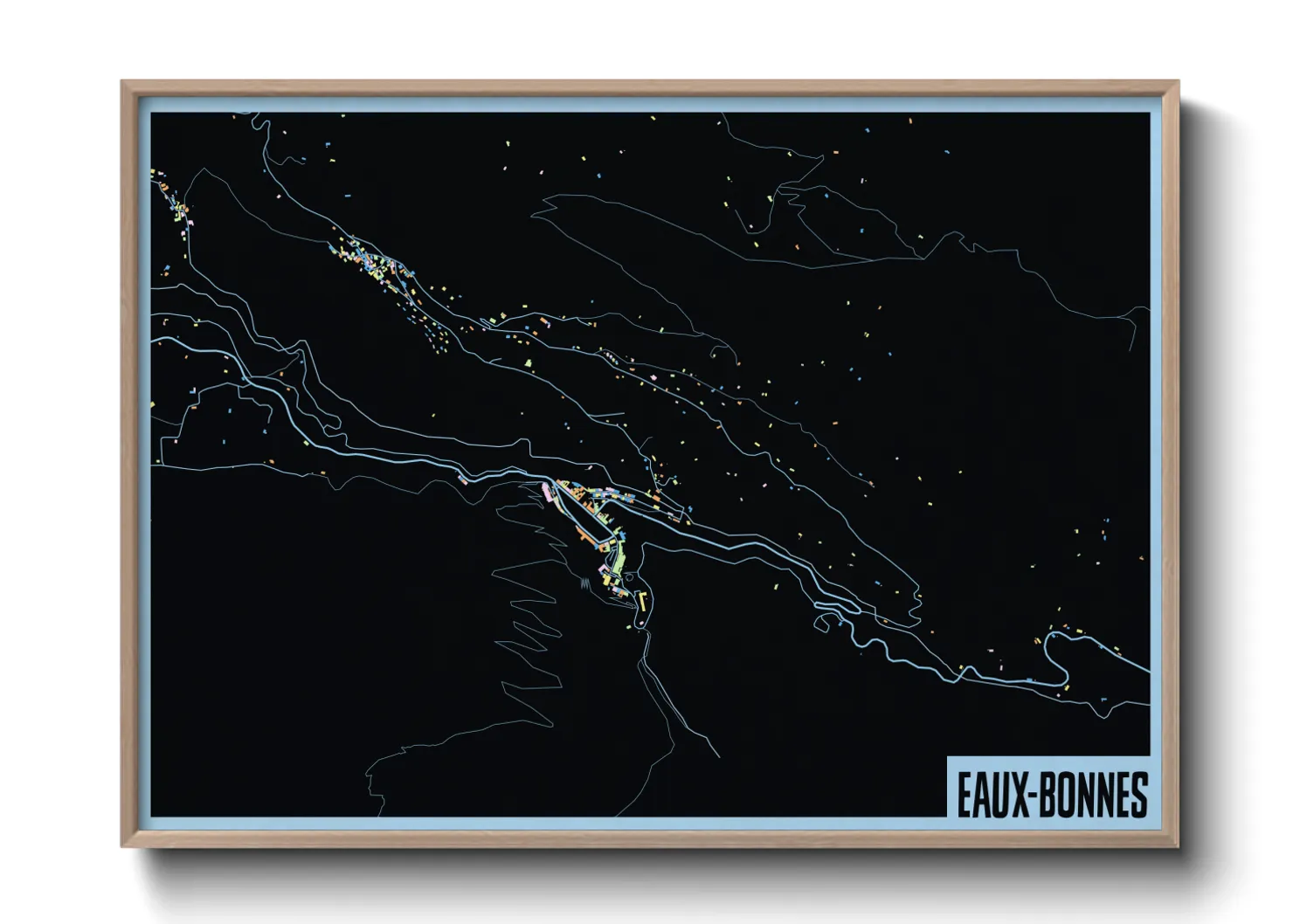 Une affiche de carte sur Eaux-Bonnes