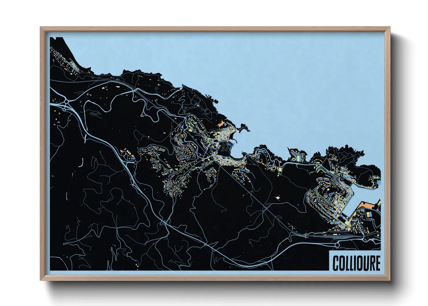 Une affiche de carte sur Collioure