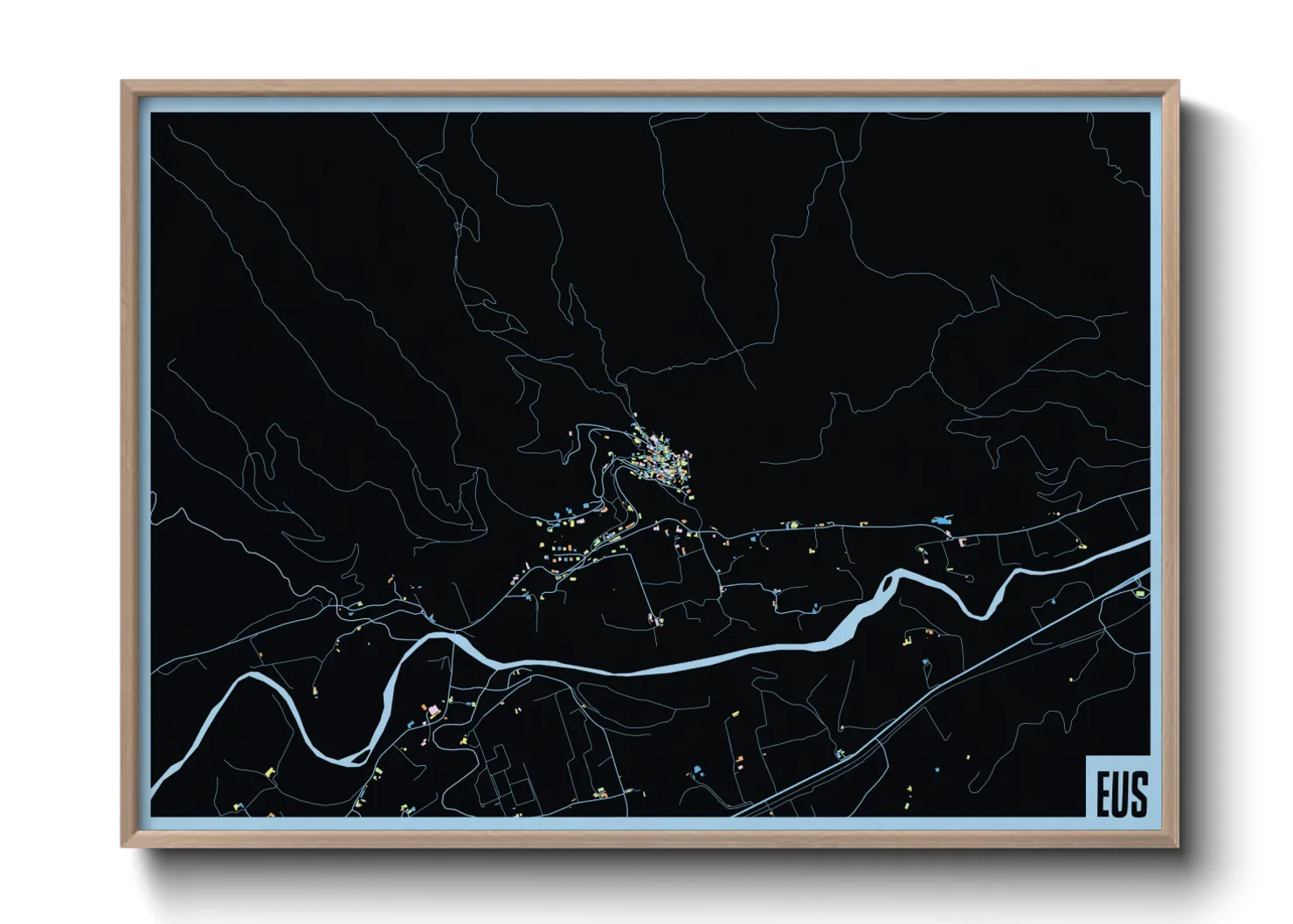 Une affiche de carte sur Eus