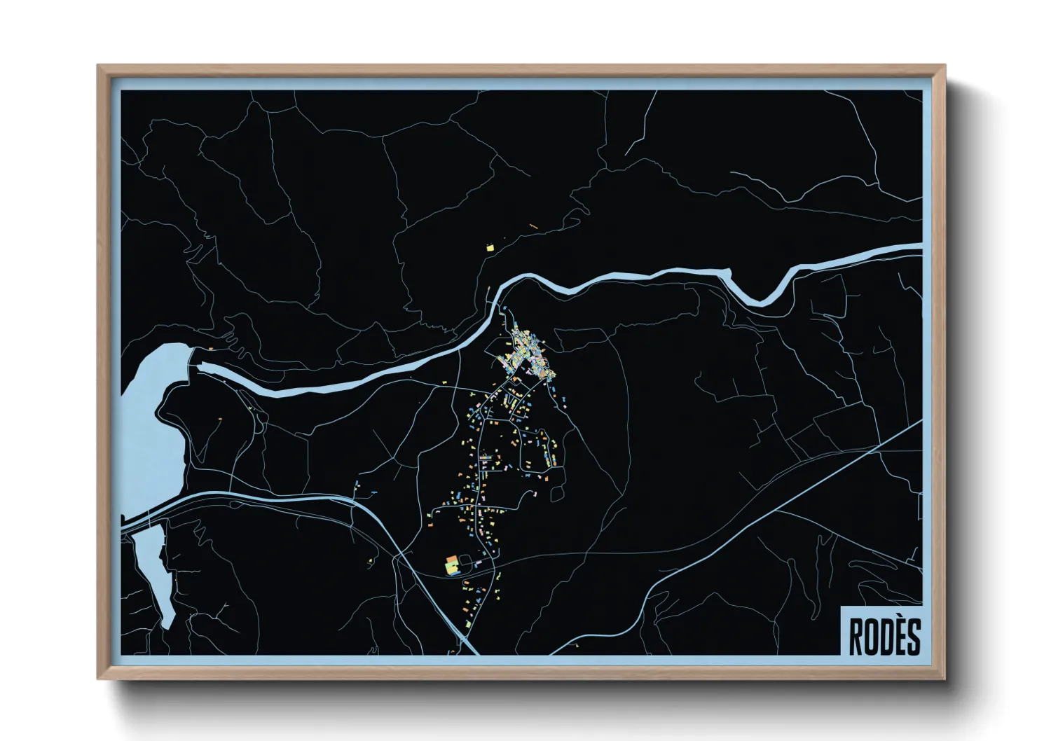Une affiche de carte sur Rodès