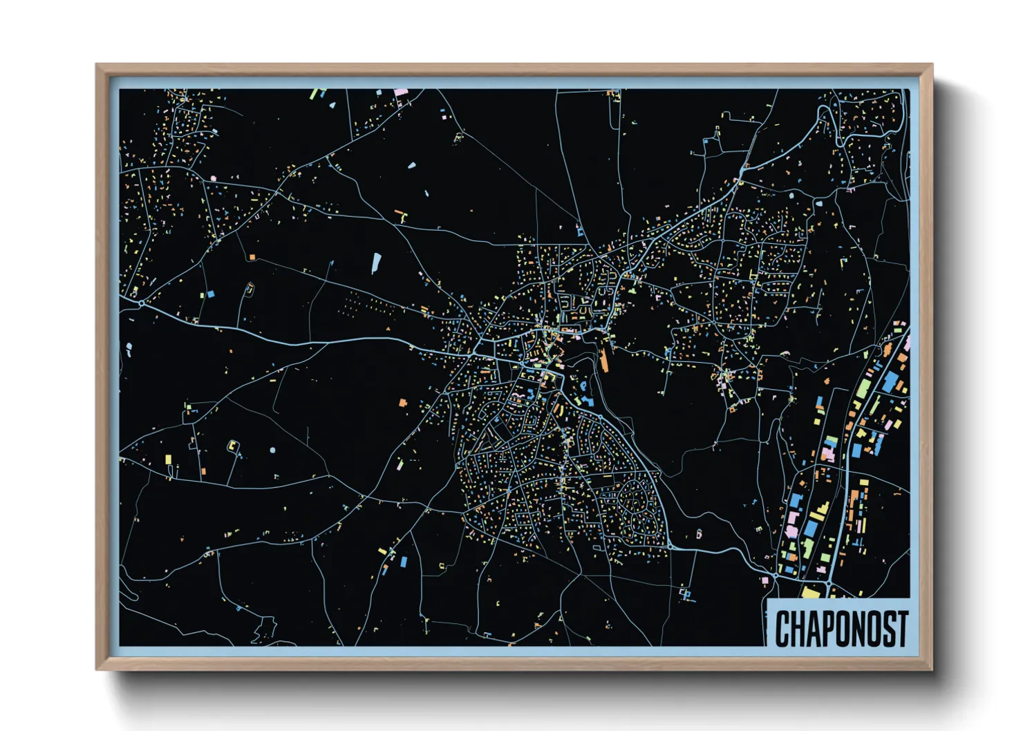 Une affiche de carte sur Chaponost