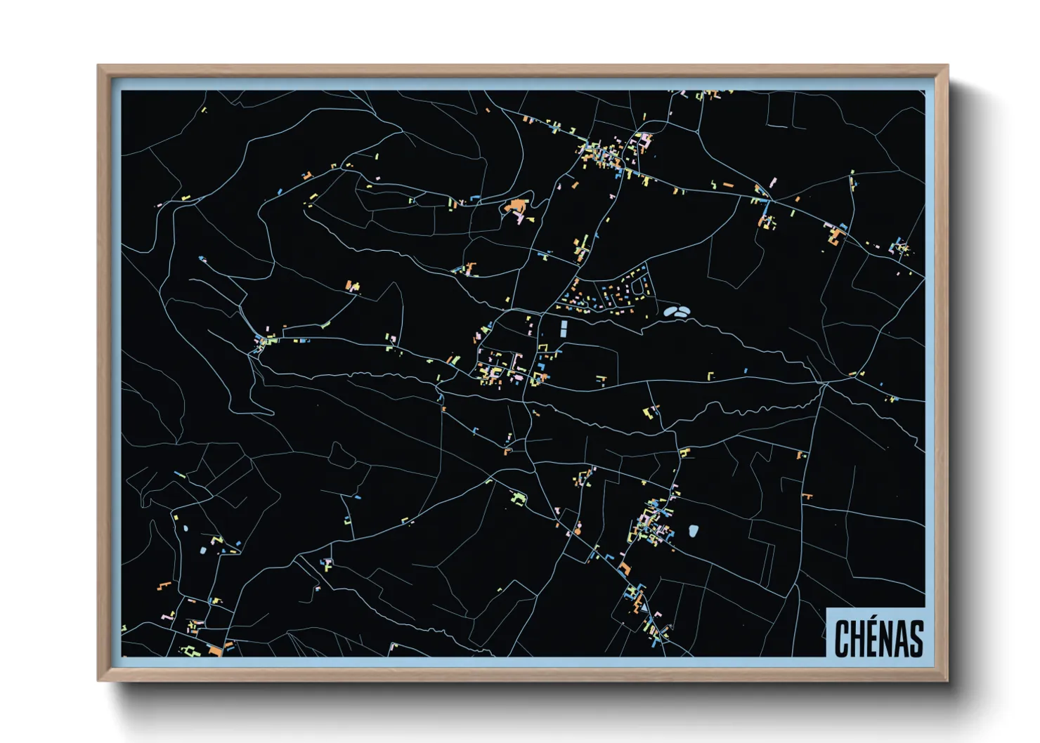 Une affiche de carte sur Chénas