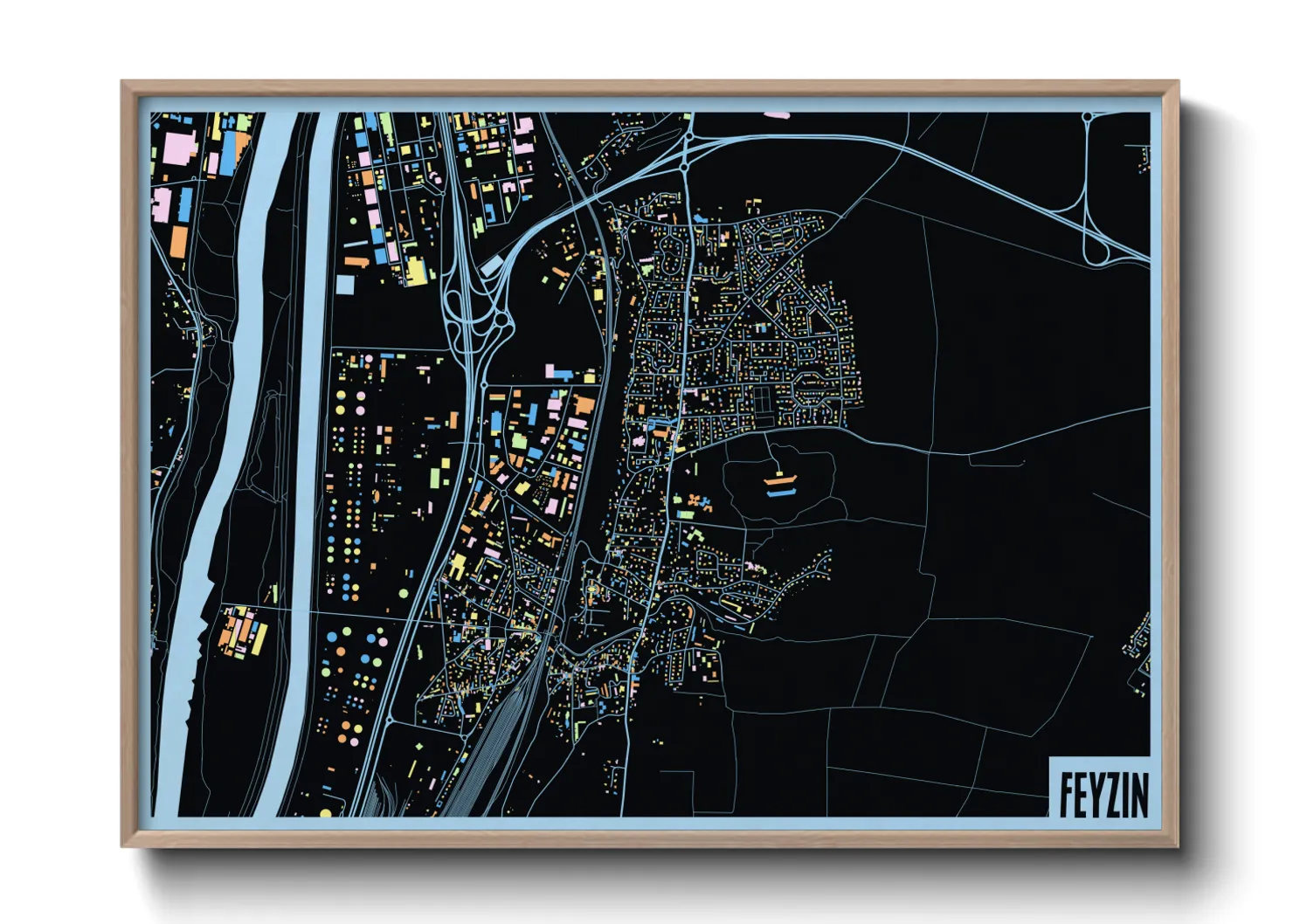 Une affiche de carte sur Feyzin