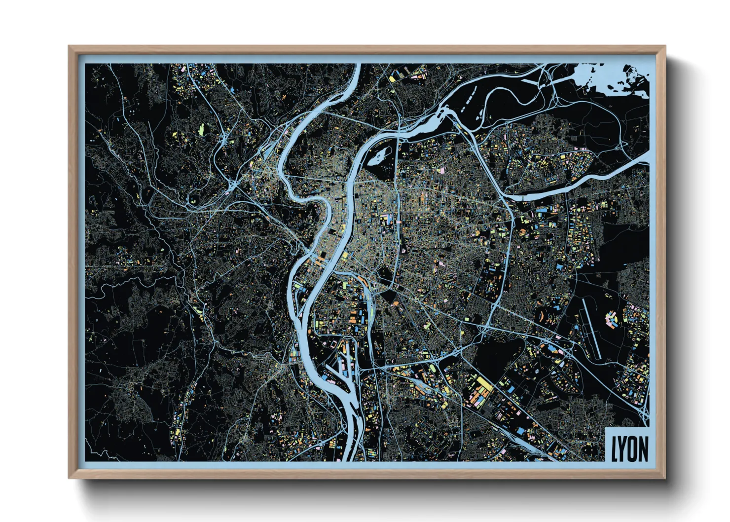 Une affiche de carte sur Lyon