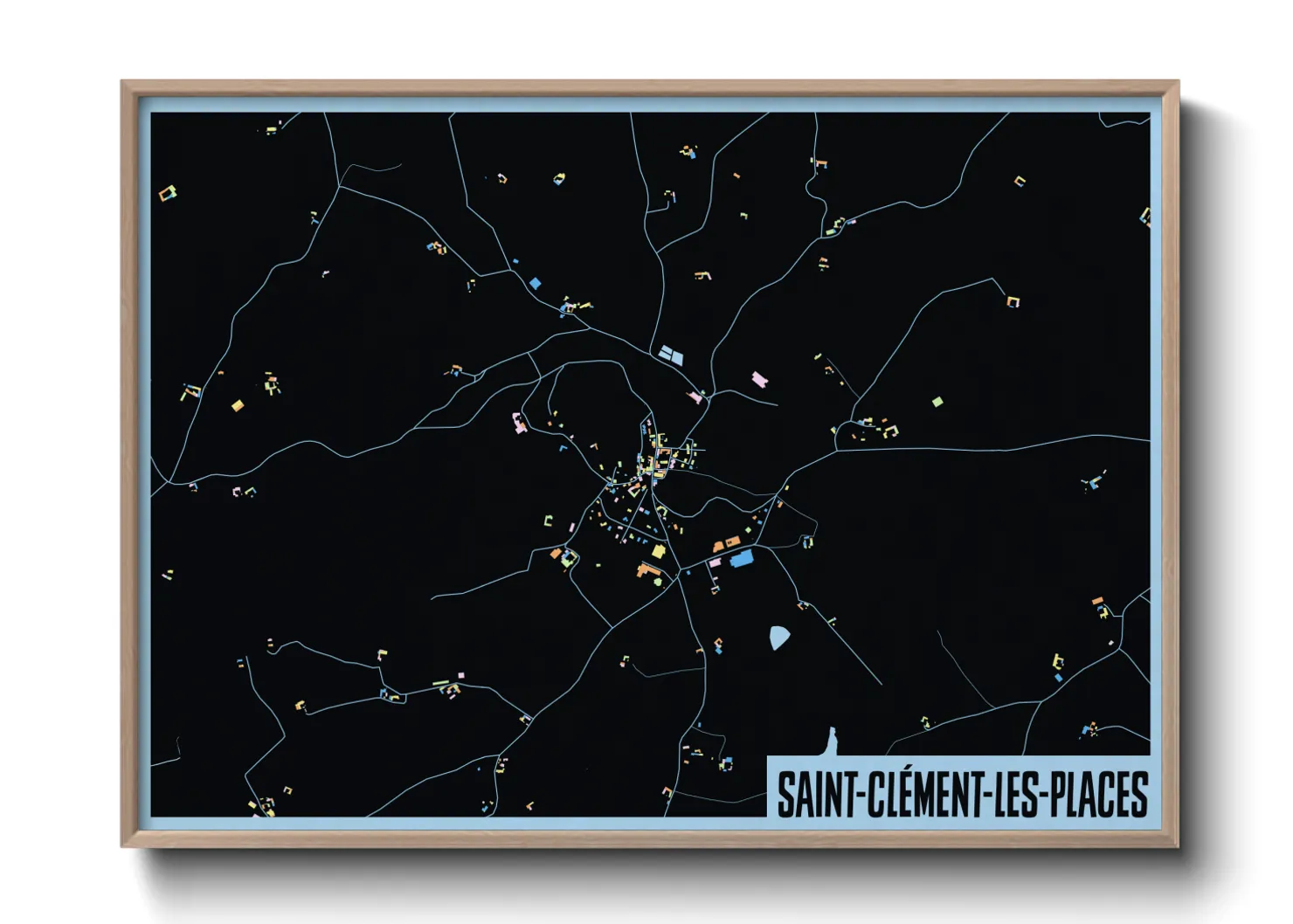 Une affiche de carte sur Saint-Clément-les-Places
