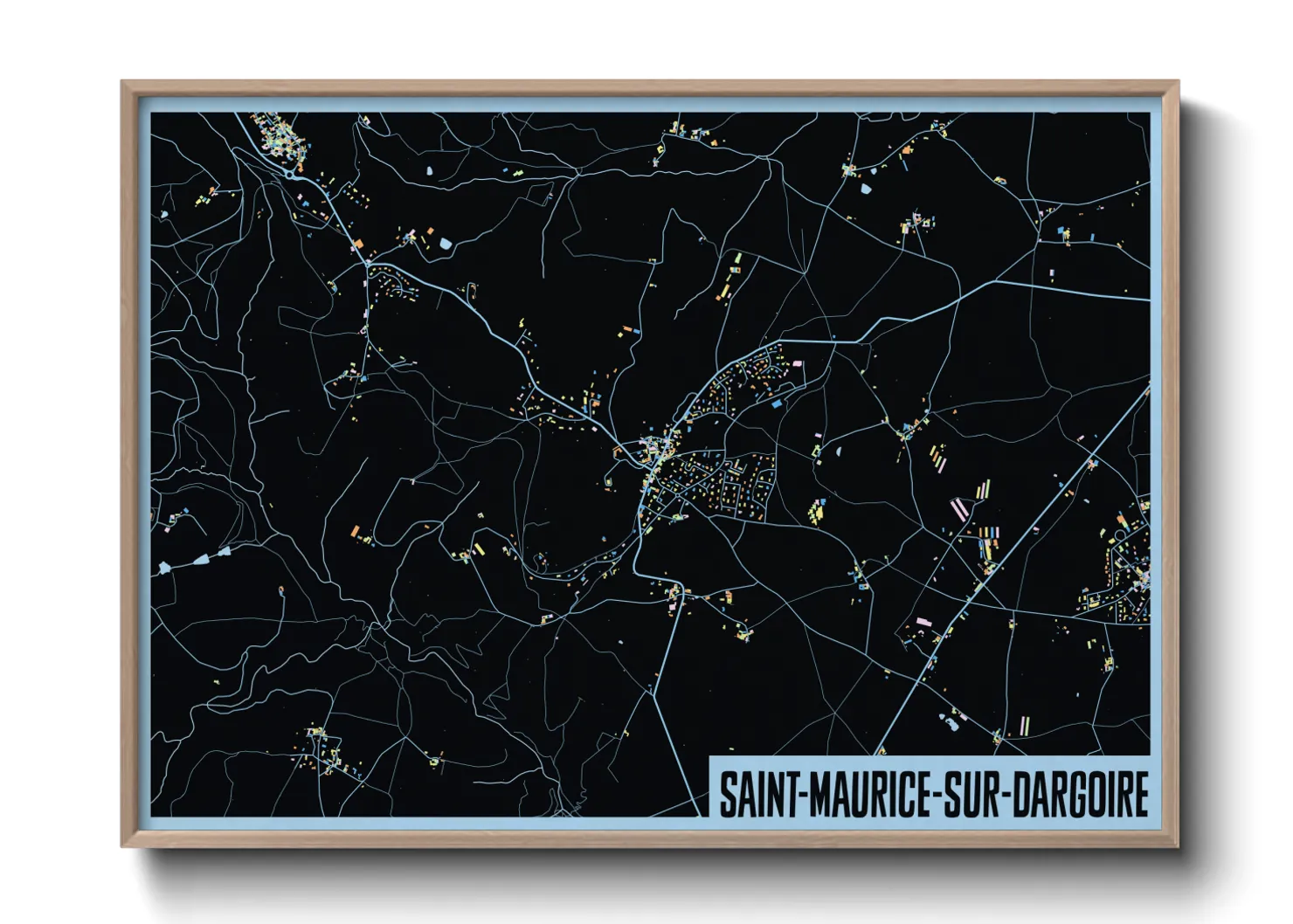 Une affiche de carte sur Saint-Maurice-sur-Dargoire