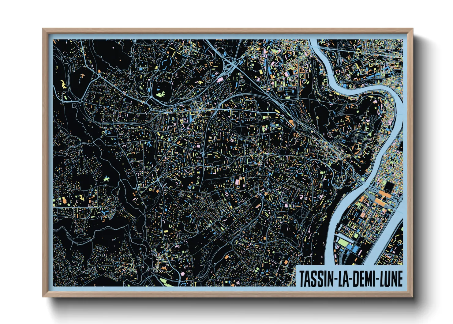 Une affiche de carte sur Tassin-la-Demi-Lune