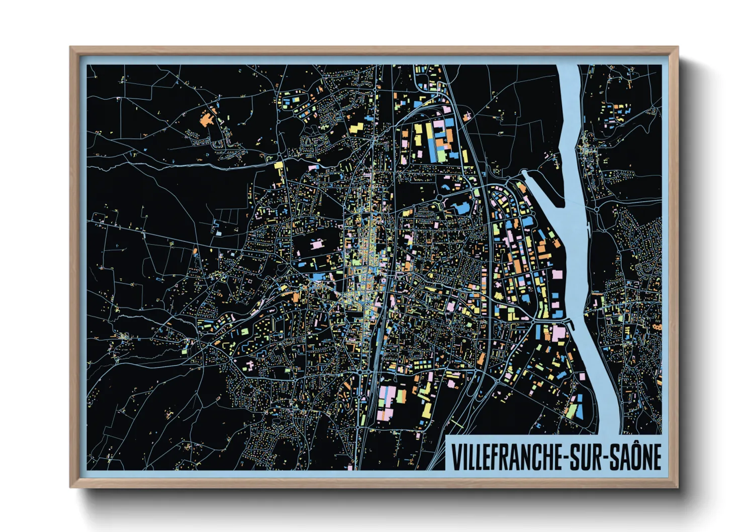 Une affiche de carte sur Villefranche-sur-Saône