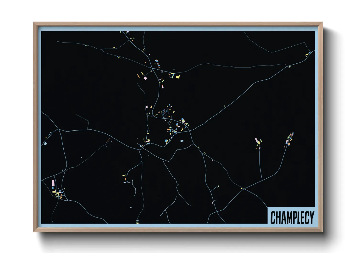 Une affiche de carte sur Champlecy