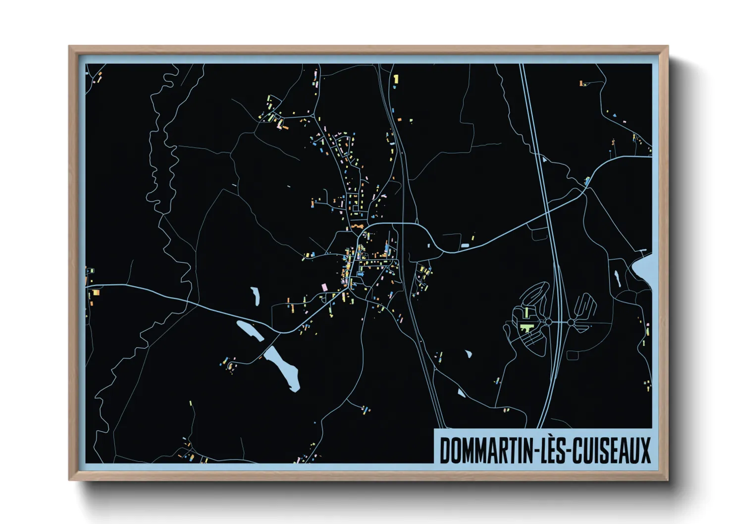 Une affiche de carte sur Dommartin-lès-Cuiseaux