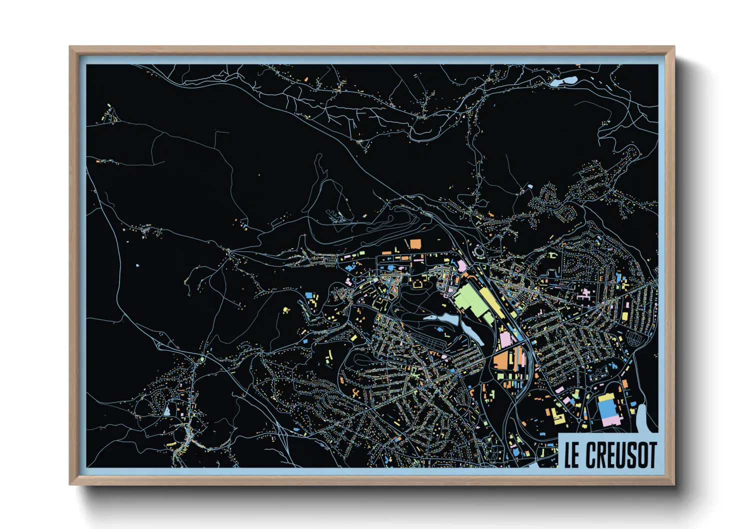 Une affiche de carte sur Le Creusot