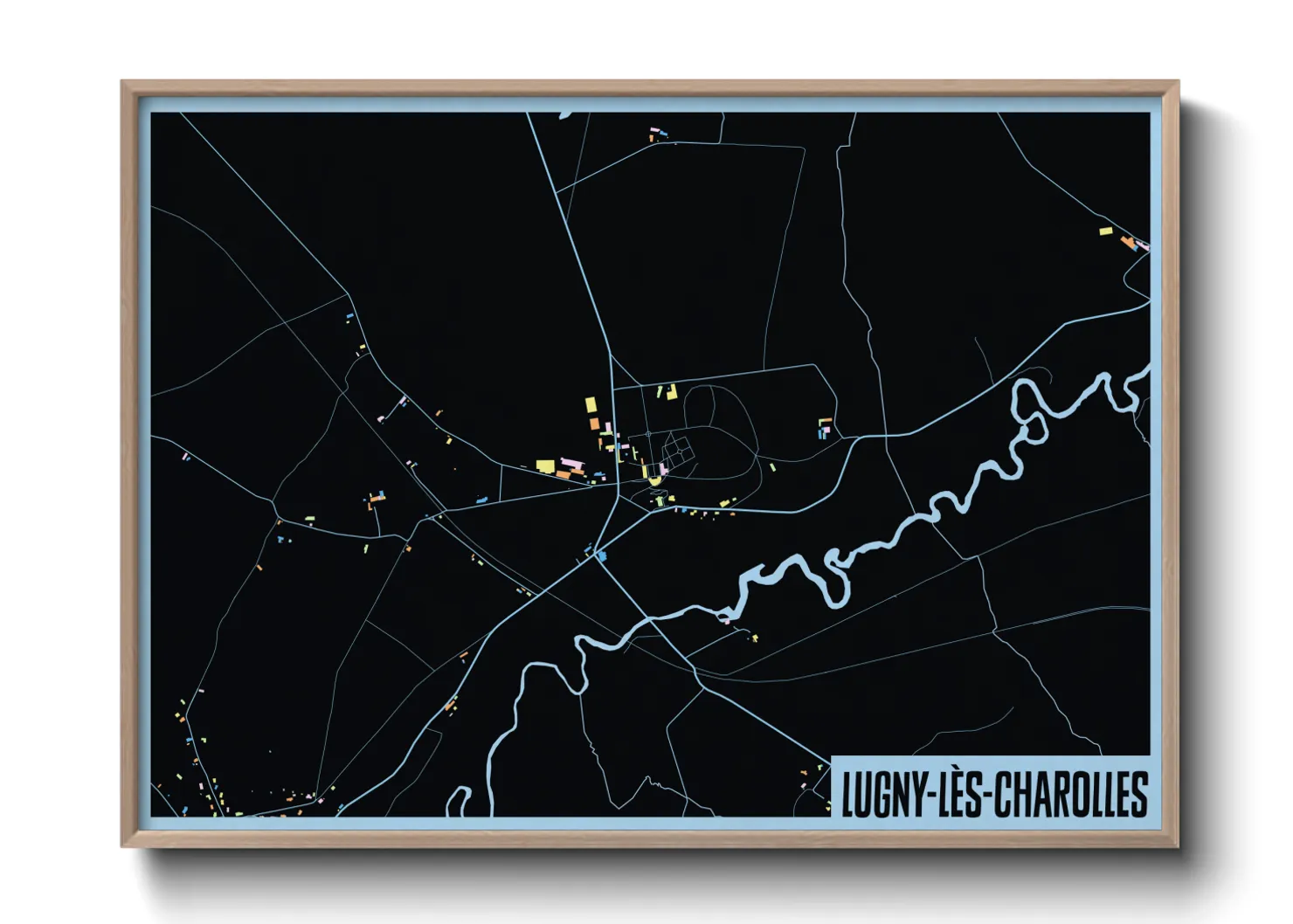 Une affiche de carte sur Lugny-lès-Charolles