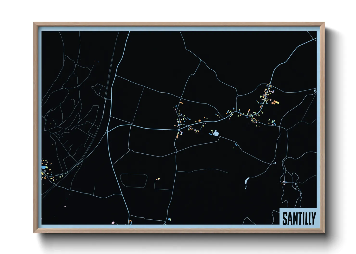 Une affiche de carte sur Santilly