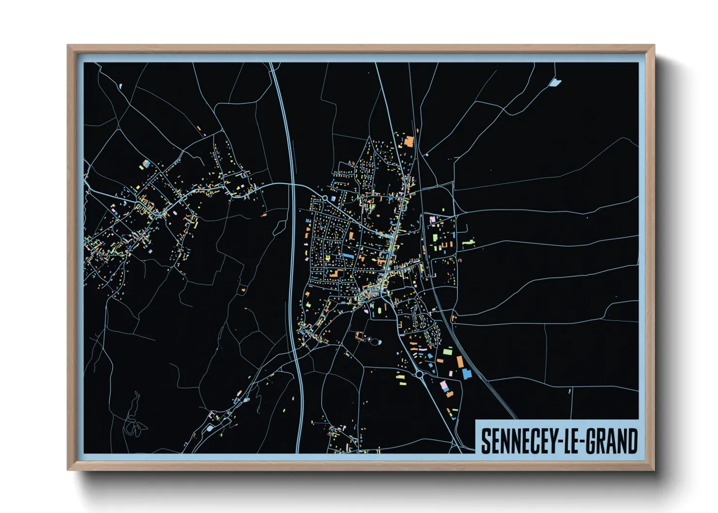 Une affiche de carte sur Sennecey-le-Grand