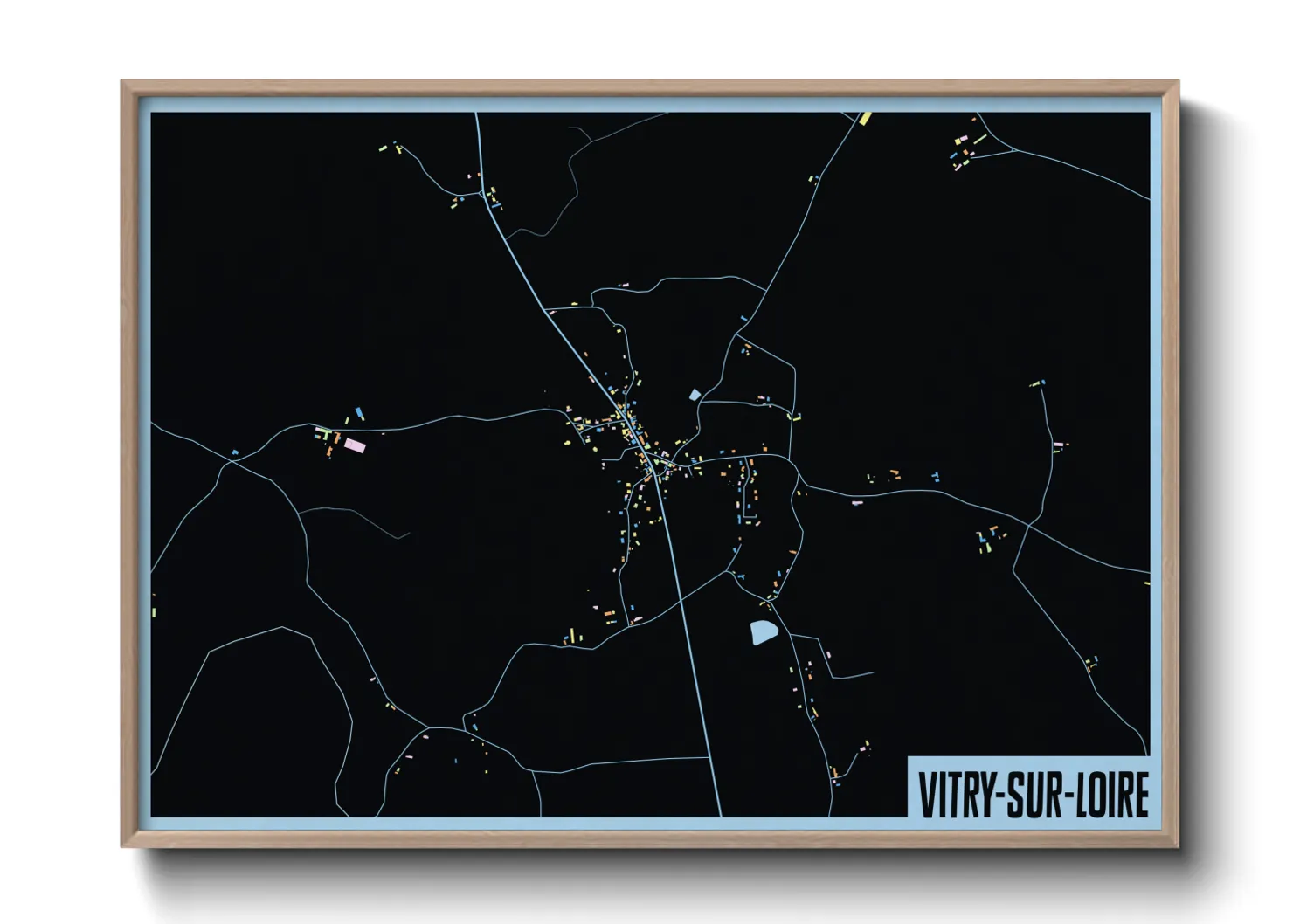 Une affiche de carte sur Vitry-sur-Loire