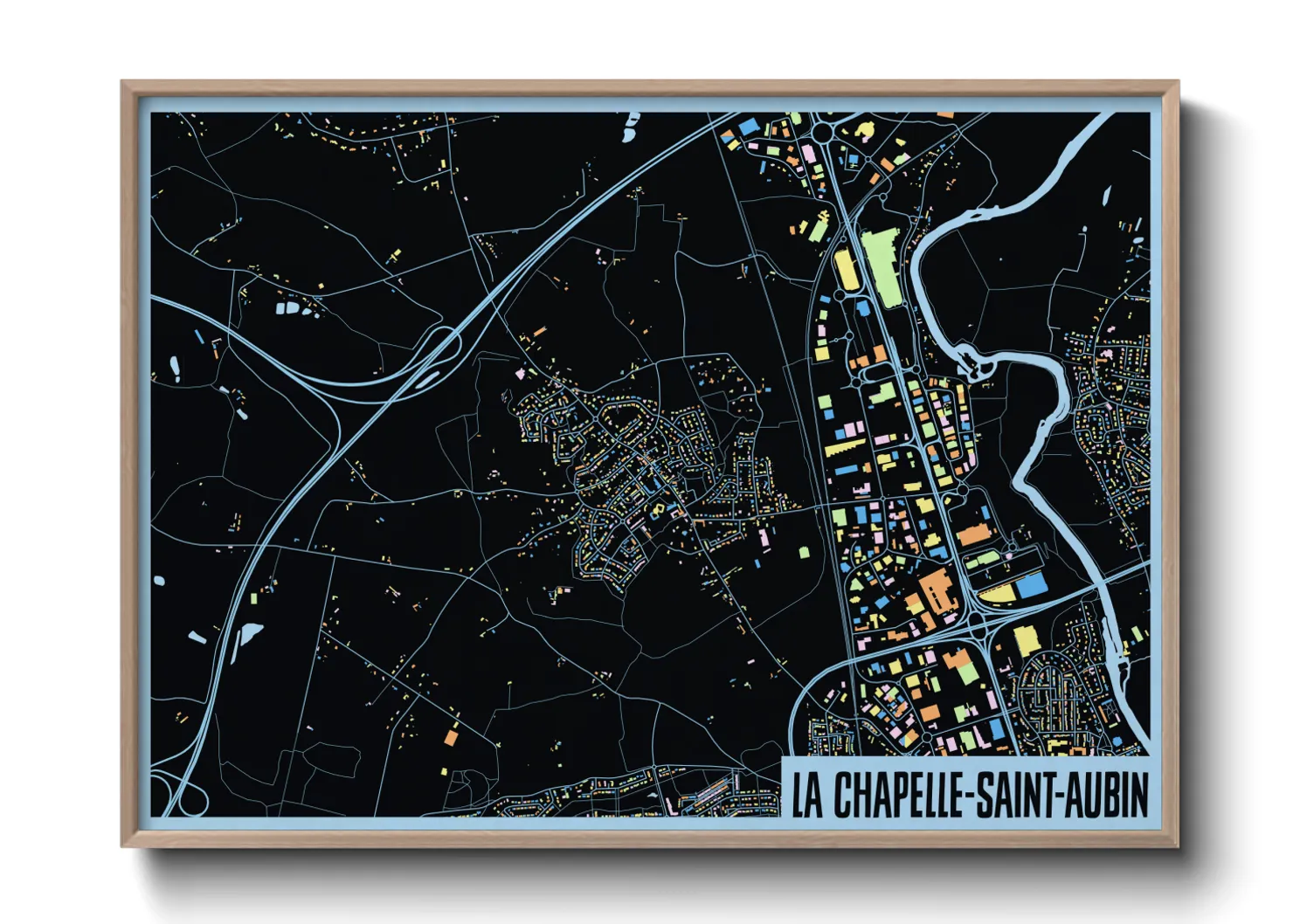Une affiche de carte sur La Chapelle-Saint-Aubin