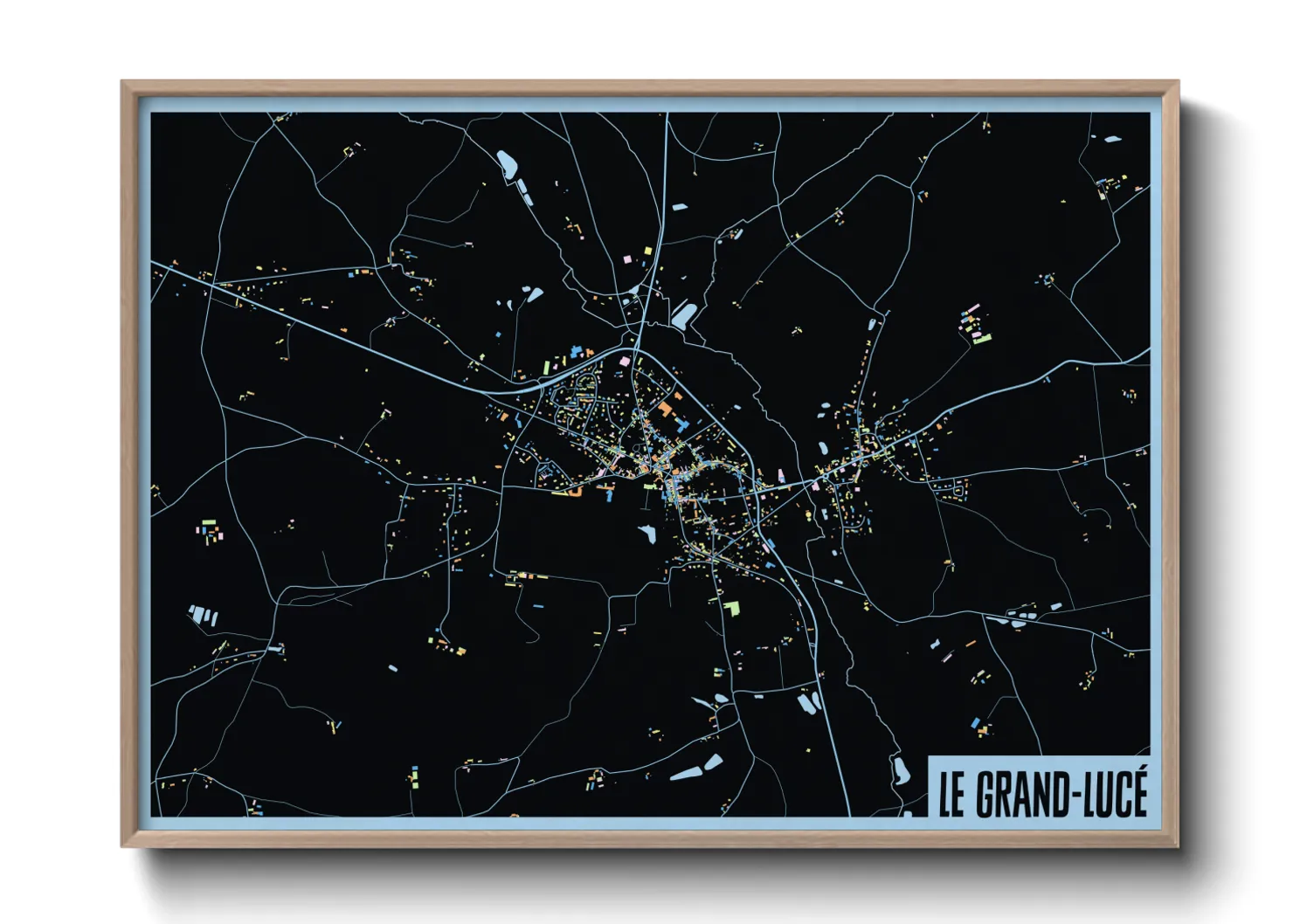 Une affiche de carte sur Le Grand-Lucé