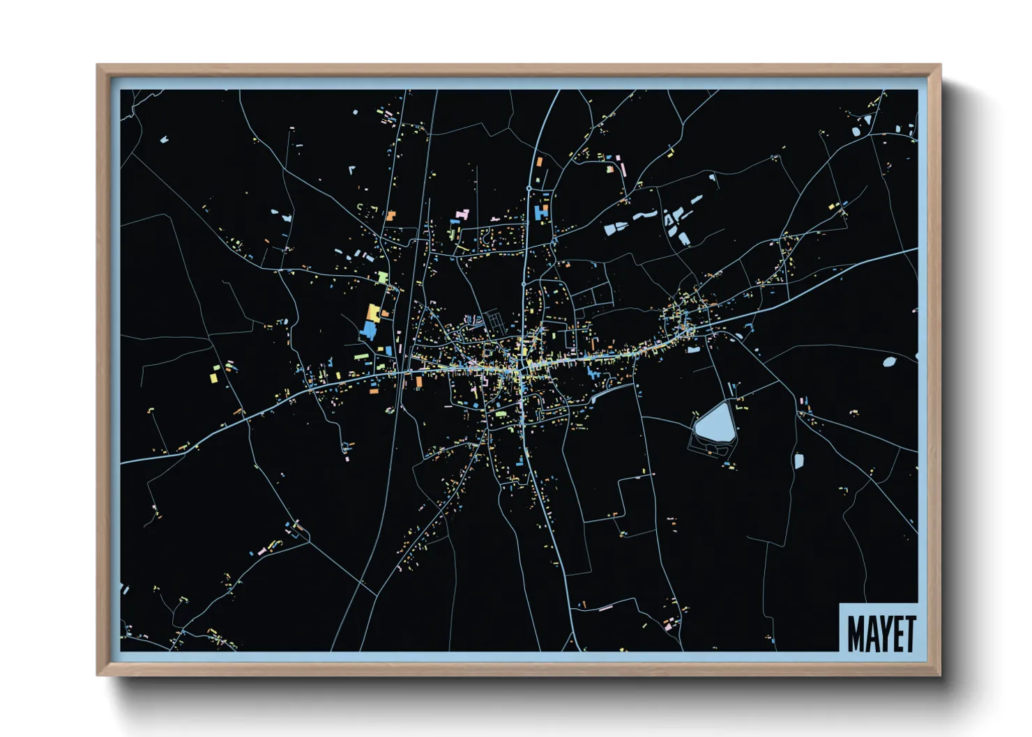 Une affiche de carte sur Mayet