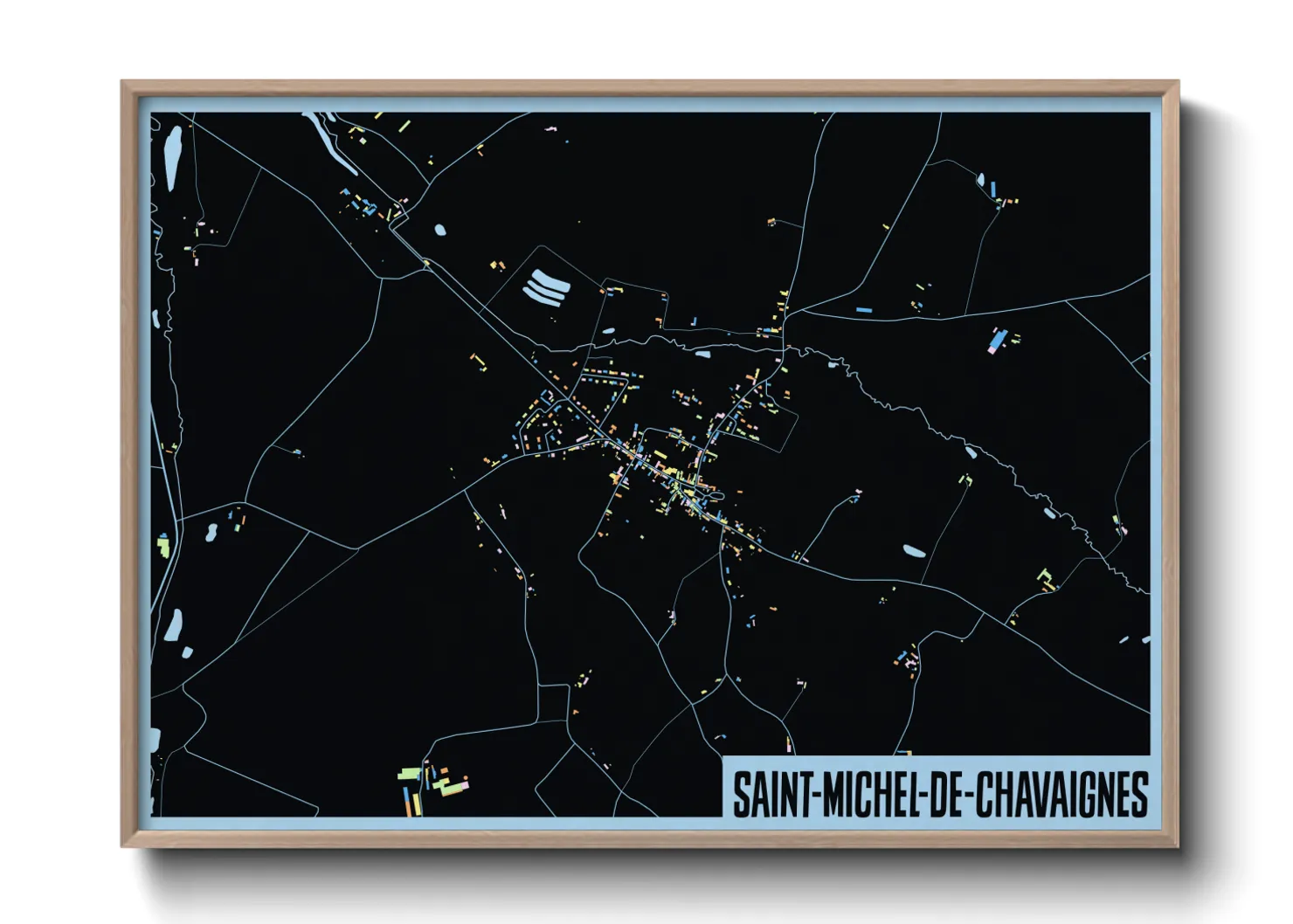 Une affiche de carte sur Saint-Michel-de-Chavaignes