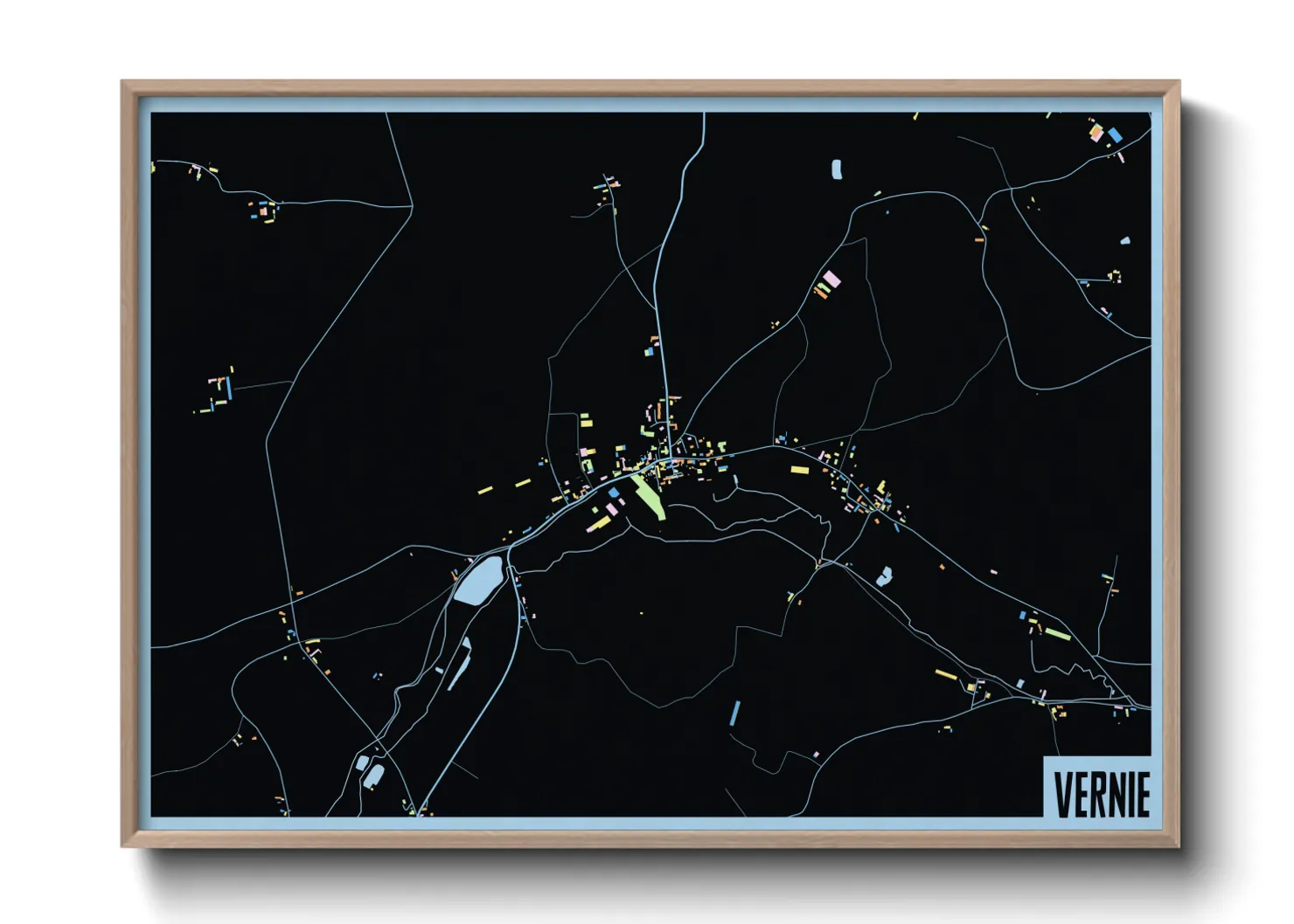 Une affiche de carte sur Vernie