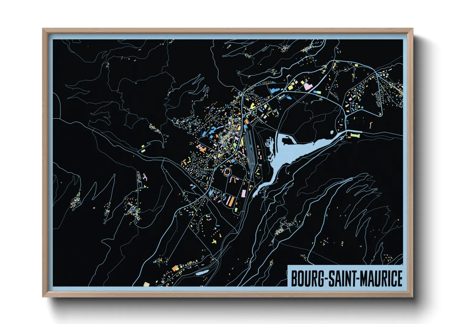 Une affiche de carte sur Bourg-Saint-Maurice