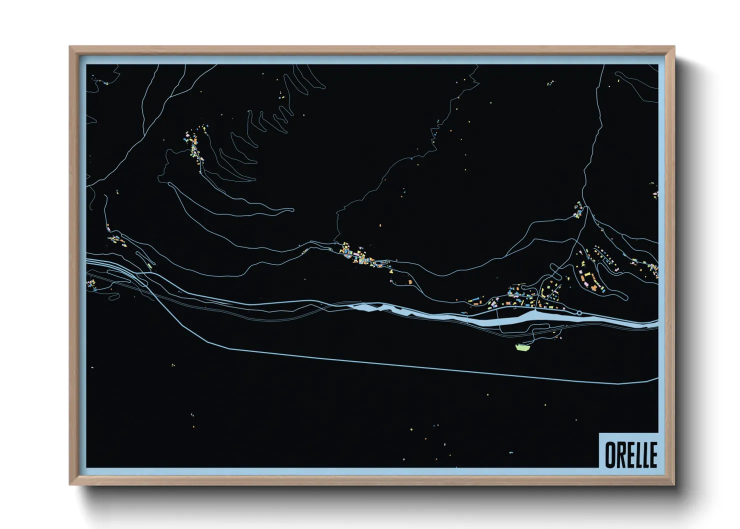 Une affiche de carte sur Orelle