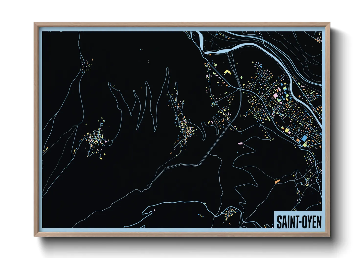 Une affiche de carte sur Saint-Oyen