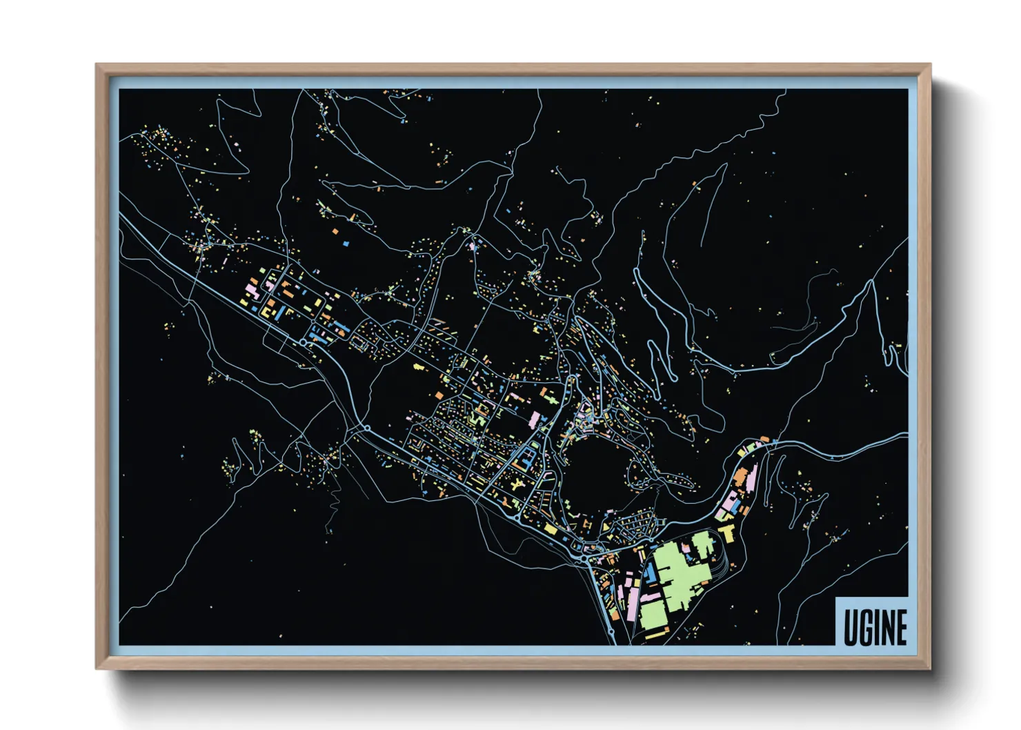 Une affiche de carte sur Ugine