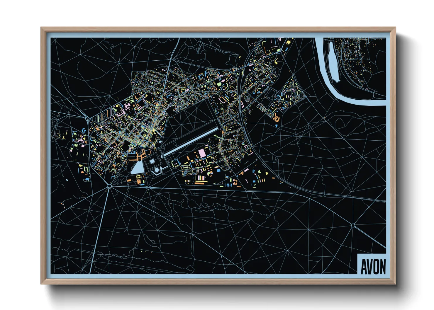 Une affiche de carte sur Avon