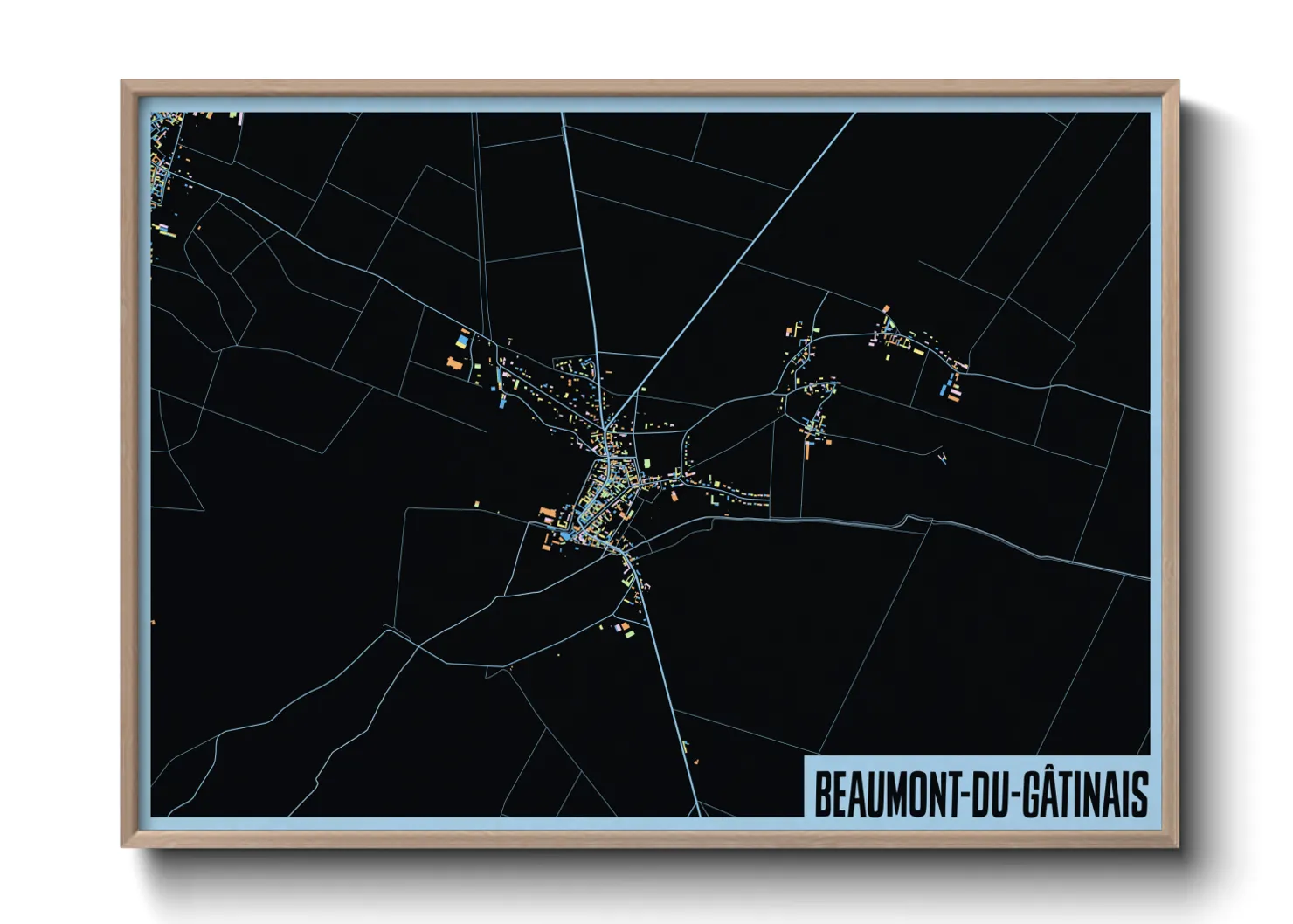 Une affiche de carte sur Beaumont-du-Gâtinais