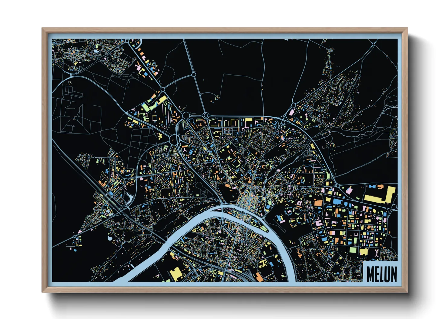 Une affiche de carte sur Melun