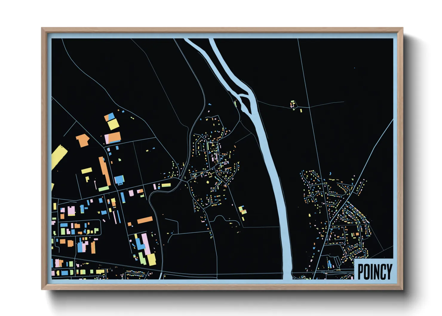 Une affiche de carte sur Poincy