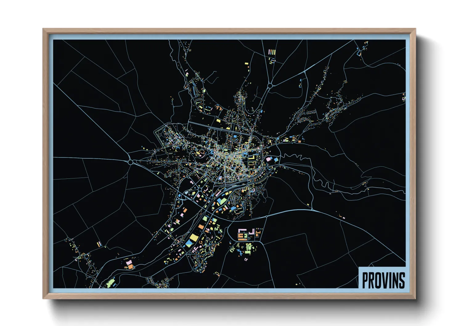 Une affiche de carte sur Provins