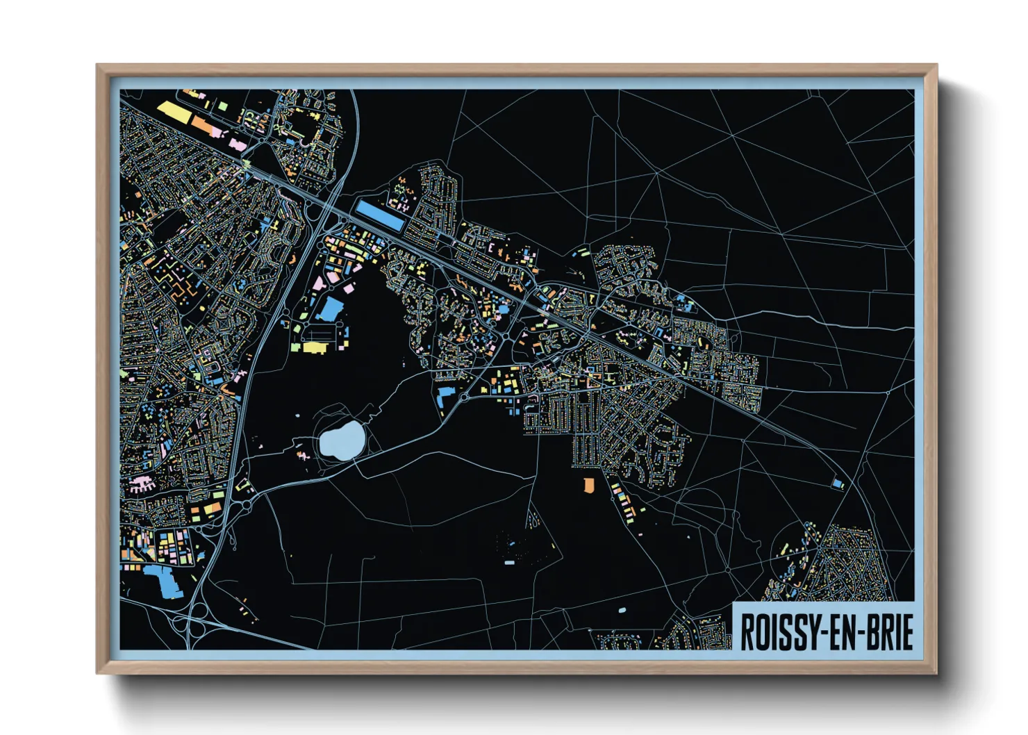 Une affiche de carte sur Roissy-en-Brie