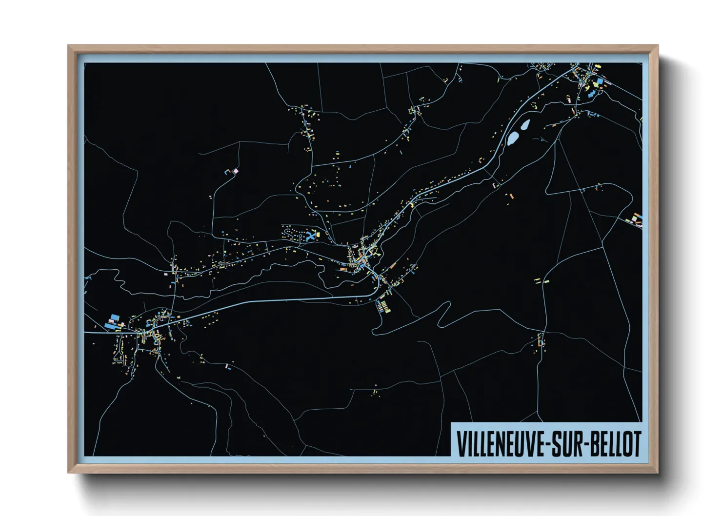 Une affiche de carte sur Villeneuve-sur-Bellot