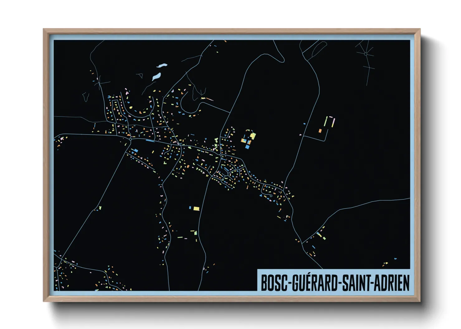 Une affiche de carte sur Bosc-Guérard-Saint-Adrien