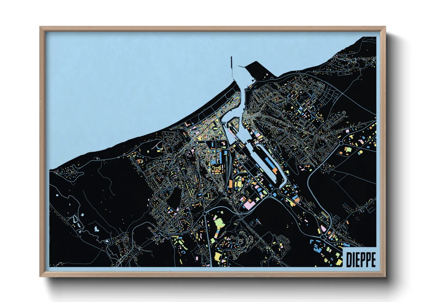 Une affiche de carte sur Dieppe