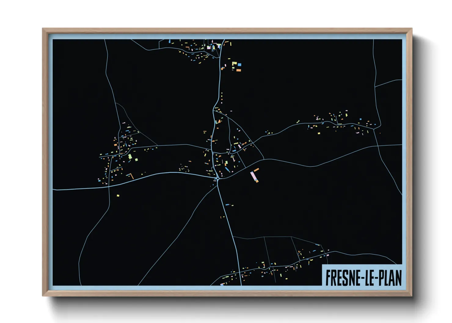 Une affiche de carte sur Fresne-le-Plan