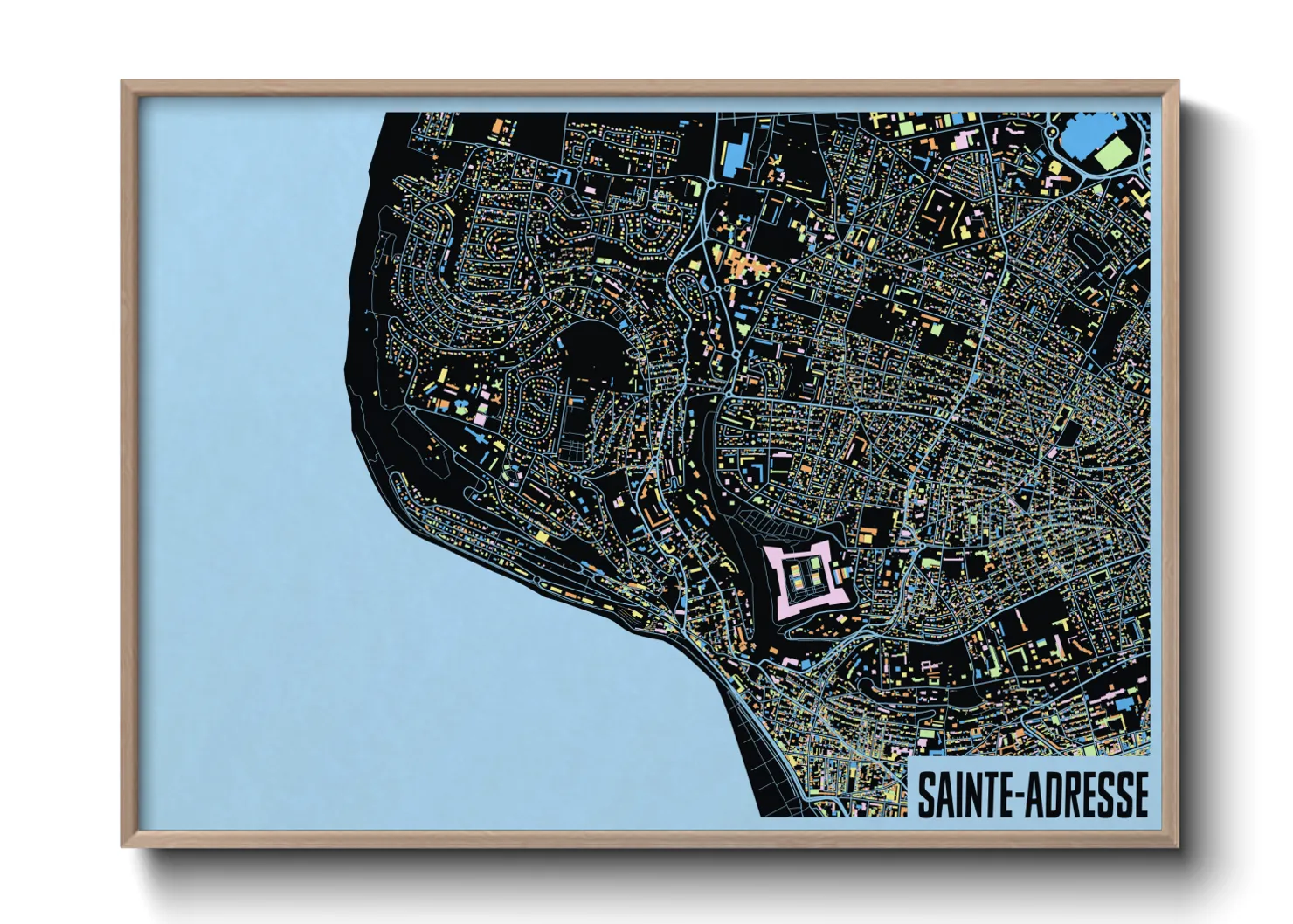 Une affiche de carte sur Sainte-Adresse