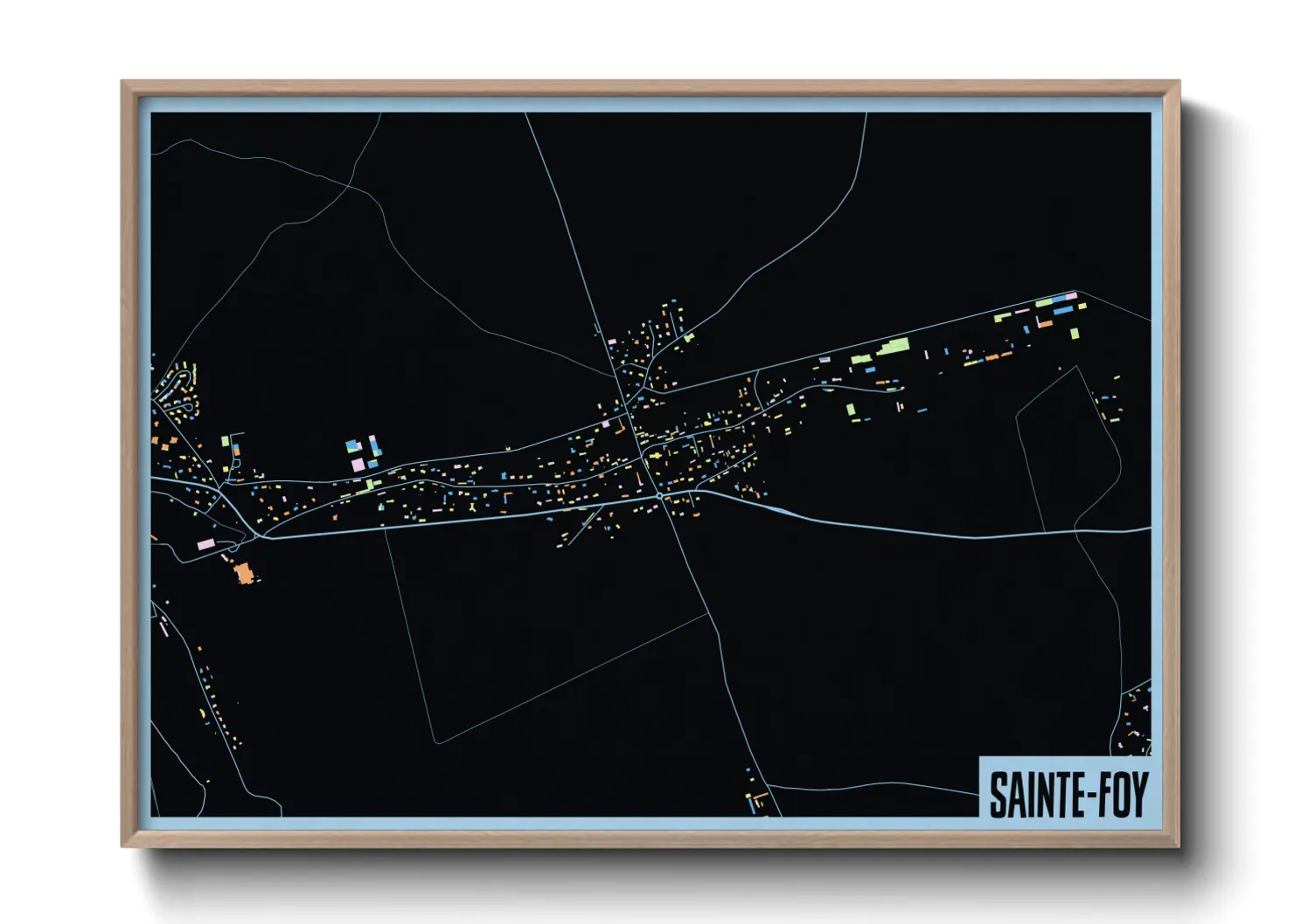 Une affiche de carte sur Sainte-Foy
